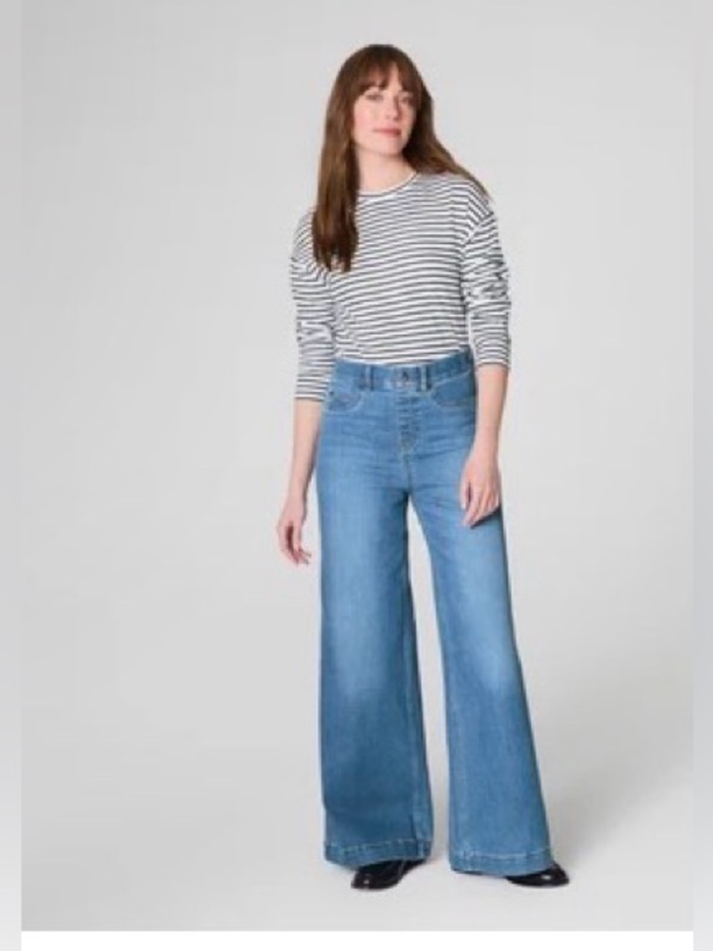 SPANX Shape Original EveryWear Wide Leg Light Blue High-Rise Jeans PETITE